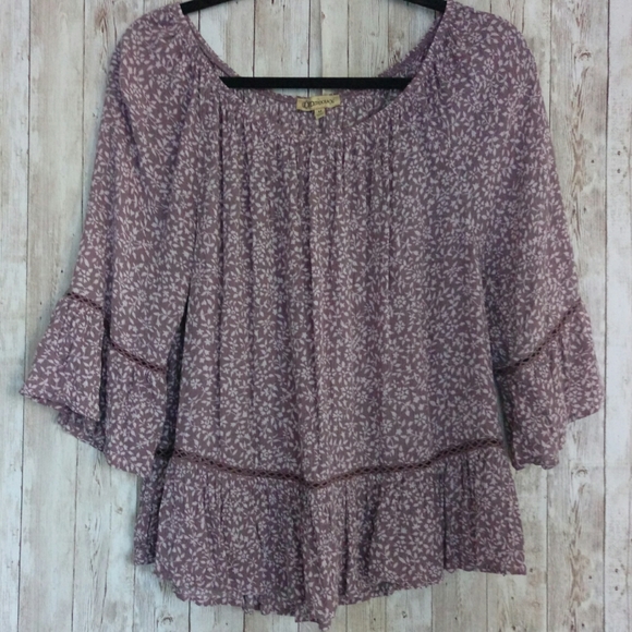 Democracy Flowy Floral Boho Peasant Top - Picture 3 of 8